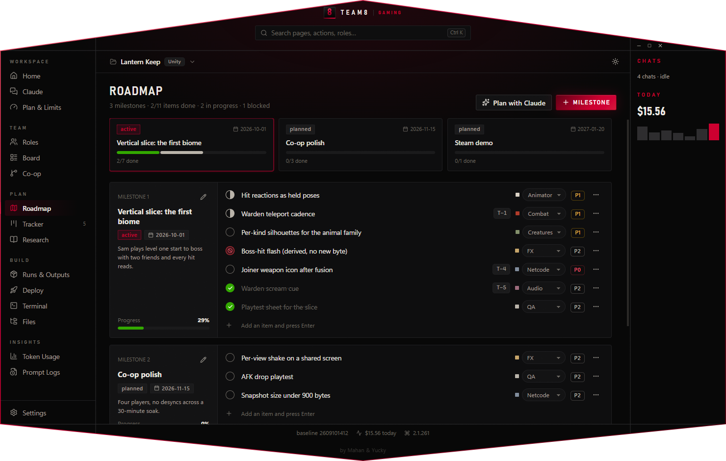 Roadmap with milestones and items